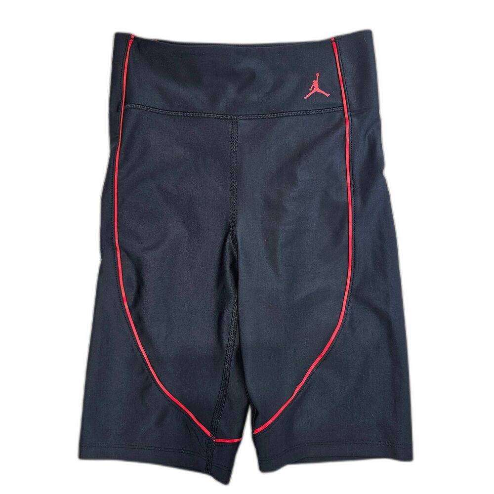Jordan Essentials Mid-Rise Bike Shorts Black Red Women's Size Small